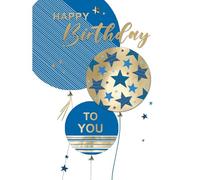 SECOND NATURE Large Embellished A4 Birthday Greeting Card Balloons & Stars For Him - All For One Vibrant Design, Heartfelt Message, Eco-Friendly, Handmade, Memorable Gift, Uplifting Caption