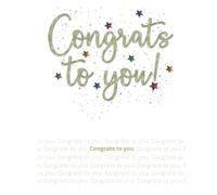 SECOND NATURE Large Embellished A4 Congratulations Greeting Card Congrats To You! Celebrate - All For One Handcrafted, Gold Foil, Gem Star, Eco-Friendly, Keepsake