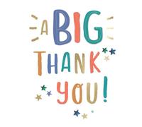 SECOND NATURE Large Embellished A4 Thank You Greeting Card A Big Thank You! With Stars - All For One Heartfelt, Artistic Design, Gold Foil, Gem Stars, Eco-Friendly, Memorable