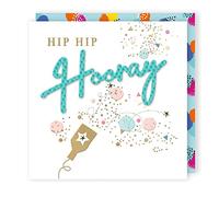 Hip Hip Hooray Bright Embellished Birthday Greeting Card Luminous Cards LU011