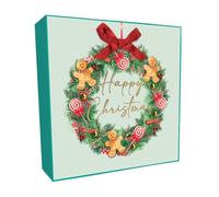 SECOND NATURE Luxury Christmas Cards Box Of 6 Hand-Finished Gingerbread Wreath Xmas Cards - Sparkle Eco-Friendly, Intricate Gold Foiling, Heartfelt Wishes, Keepsake, Beautifully Embellished