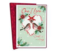 Second Nature Luxury Handmade Boxed Christmas Card - To The One I Love - Large 30cm x 21cm Hand-Finished Card with Gem Embellishments - Elegant Festive Greeting