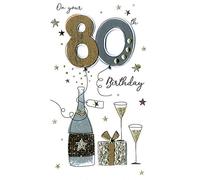 Second Nature Male On Your 80th Birthday Greeting Card Hand-Finished Champagne Range Cards JGS584