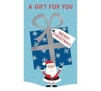 SECOND NATURE Money Wallet Christmas Card A Gift For You Cute Santa Holding Present Gift Card - Children's Range Cash Slot, Silver Foiled, Red Envelope Included, Father Christmas, Santa Claus
