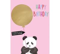 SECOND NATURE Mystery Message Panda Scratch-To-Reveal Secret Message Birthday Card Customise, Add Surprise, Envelope Included, For Children, For Adults, Girls, Women, Hidden Panel, Write & Hide
