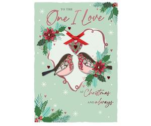 SECOND NATURE One I Love Christmas Card Luxury Lavish Embellished A4 Keepsake Xmas Card - Lavish Elegant Design, Heartfelt Message, Eco-Friendly, Festive, Cherished Keepsake, Meaningful Gesture