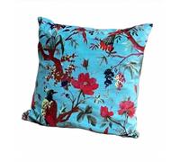 Second Nature Online - Bird Of Paradise Velvet Cushion Cover | Throw Pillow Cover | Handmade | Cotton Velvet | 45x45 cm (Turquoise)