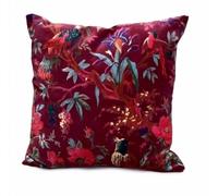 Second Nature Online - Bird Of Paradise Velvet Cushion Cover | Throw Pillow Cover | Handmade | Cotton Velvet | 45x45 cm (Maroon)