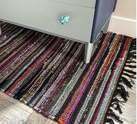 Second Nature Online Black Multi Colour Festival Rag Rug Small Hand Made Reversible Mat GoodWeave Certified 60 cm x 90 cm