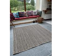 Second Nature Online CHAKKAR DARK Large Stripe Braided Jute Square Rug 150 cm x 150 cm