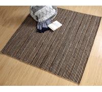 Second Nature Online Chakkar Dark Stripe Square Jute Beige Black Rug / 150Cm X 150 Cm