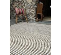 Second Nature Online CHAKKAR PALE Large Stripe Braided Jute Square Rug 150 cm x 150 cm