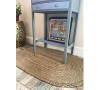 Second Nature Online Dhaka Rustic Oval Rug Hand Woven Mat With Natural Fibre Indian Jute Flat Pile - Large Medium Small & Runner Neutral Floor Covering