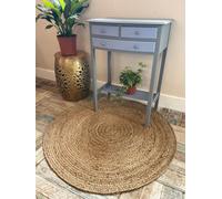 Second Nature Online Dhaka Rustic Round Rug Hand Woven Mat With Natural Fibre Indian Jute Flat Pile - Large Floor Covering
