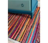 Second Nature Online Festival Boho Rug Flat Weave Multicolour With Tassels 150 Cm X 300 Cm