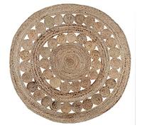 Second Nature Online Gherana Medium Braided Jute Round Rug with Mini Circle Inset Design 120 cm Diameter