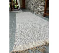 Second Nature Online Greta Soft Bedroom Rug Grey Pale Herringbone Pattern / 70 Cm X 200 Cm