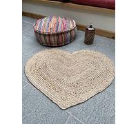Second Nature Online Heart Shaped Braided Rug Hand Woven with Raw Natural Jute