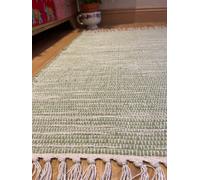 Second Nature Online Hush Hand Loomed Soft Cotton Rug In Muted Colours / 120 X 180 Cm / Pale Green