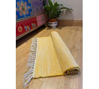 Second Nature Online Hush Hand Loomed Soft Cotton Rug In Muted Colours / 60 X 210 Cm / Mustard Yellow