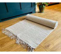 Second Nature Online Hush Hand Loomed Soft Cotton Rug In Muted Colours / 60 X 210 Cm / Natural