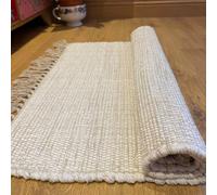 Second Nature Online Hush Hand Loomed Soft Cotton Rug In Muted Colours / 60 X 210 Cm / White