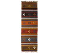 Second Nature Online Jubal Kilim Medium Runner Rug Handmade in Wool Geometric Stripes