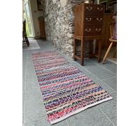 Second Nature Online Kadam Geometric Rainbow Rug Multicolour And Reversible / 60 Cm X 210 Cm