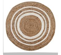 Second Nature Online Khidakee Round Border Natural Rug Hand Woven Jute / 150 Cm Diameter