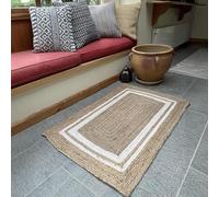 Second Nature Online KHIDAKEE Small Braided Area Rug Jute with Natural Ivory Cream Border GoodWeave Certified 60 cm x 90 cm