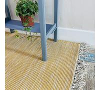 Second Nature Online Mustard Yellow Hush Soft Cotton Rug Hand Loomed and GoodWeave Certified Small 75 cm x 120 cm