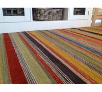 Second Nature Online Ooty Kilim Rug Handmade In Rich Wool Multi Colour Stripes / 180 Cm X 270 Cm