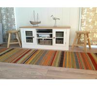 Second Nature Online Ooty Kilim Rug Handmade In Rich Wool Multi Colour Stripes / 75 Cm X 240 Cm