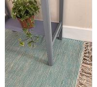 Second Nature Online Pale Turquoise Hush Soft Cotton Rug Hand Loomed and GoodWeave Certified 75 cm x 120 cm