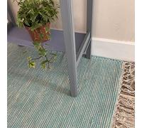 Second Nature Online Pale Turquoise Hush Soft Cotton Rug Hand Loomed and GoodWeave Certified Large 120 cm x 180 cm
