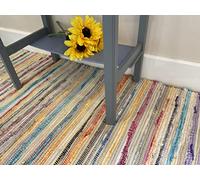 Second Nature Online Pastel Multi Colour Festival Rag Rug Medium Hand Made Reversible Mat GoodWeave Certified 75 cm x 120 cm