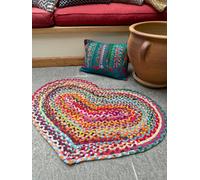 Second Nature Online Prem Love Heart Rug In Multi Colour Recycled Fabric 60 Cm X 90 Cm / Default Title