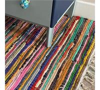 Second Nature Online - SHANTI Multi Coloured Rug | Hand Woven | Eco-Friendly: 100% Recycled Fabric | Ethically Sourced | Flat Weave (150 cm x 150 cm)