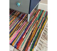 Second Nature Online Shanti Shabby Chic Rag Rug Multicolour Flat Weave Design 150 Cm X 150 Cm