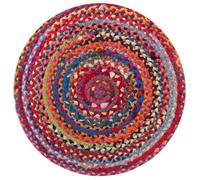 Second Nature Online Sundar Round Multicolour Rug Ethical Source With Recycled Fabric 90 Cm Diameter
