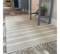 Second Nature Online Varca Grey Rug Striped Design Cotton And Jute Yarn / 120 Cm X 180 Cm