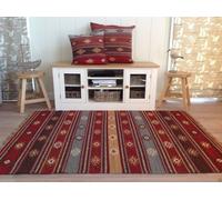 Second Nature Online Zanskar Kilim Rug Handmade In Wool Geometric Design / 120 Cm X 180 Cm