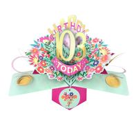 Second Nature Pop Ups 103rd Birthday Card Pop Up 3D Happy Birthday Card Age 103 Today 3D For Her By Love Kate's - Floral, Keepsake, Envelope Included, Female, Heartfelt, Pink, Gold, Foiled