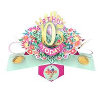 Second Nature Pop Ups 105th Birthday Card Pop Up 3D Happy Birthday Card Age 105 Today 3D For Her By Love Kate's - Pink Florals, Foil Finish, Personalised Age, Keepsake, Envelope Included
