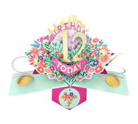 Second Nature Pop Ups 12th Birthday Card Pop Up 3D Happy Birthday Card Age 12 Today 3D For Her By Love Kate's - Pop-Up, Foiled, Envelope Included, Keepsake, Personalised Age, Floral