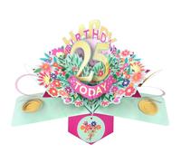 Second Nature Pop Ups 25th Birthday Card Pop Up 3D Happy Birthday Card Age 25 Today 3D For Her By Love Kate's - Foiled, Keepsake, Envelope Included, Friend, Daughter, Sister, Personalised Age