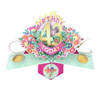 Second Nature Pop Ups 43rd Birthday Card Pop Up 3D Happy Birthday Card Age 43 Today 3D For Her By Love Kate's - Floral Keepsake, Milestone, Envelope Included, Gold, Pink, Foiled, Personalised