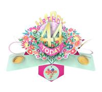 Second Nature Pop Ups 44th Birthday Card Pop Up 3D Happy Birthday Card Age 44 Today 3D For Her By Love Kate's - Keepsake, Envelope, Personalised Age, Floral Design, Pink, Gold, Female Birthday