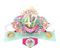 Second Nature Pop Ups 47th Birthday Card Pop Up 3D Happy Birthday Card Age 47 Today 3D For Her By Love Kate's - Floral Keepsake, Personalised Age, Envelope Included, Pink, Gold, Foiled, Female