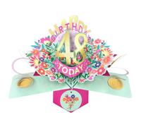 Second Nature Pop Ups 48th Birthday Card Pop Up 3D Happy Birthday Card Age 48 Today 3D For Her By Love Kate's - Foiled, Keepsake, Envelope Included, Floral, Pink, Gold, Female, Personalised